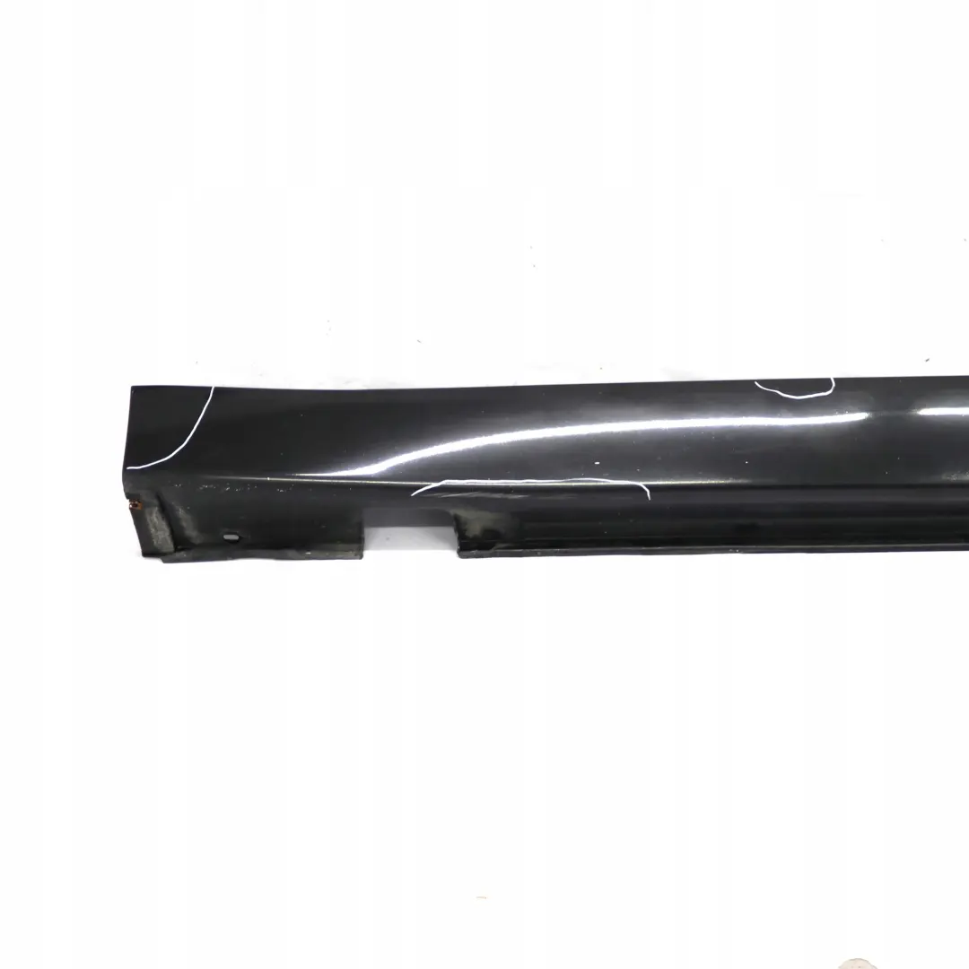 BMW E66 Long Door Sill Cover Skirt Left Black Sapphire - 475