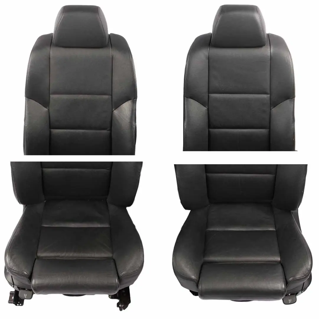 BMW E60 E61 Heated Black Leather Front Sport Seats Driver Passenger Side