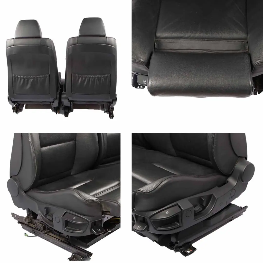 BMW E60 E61 Heated Black Leather Front Sport Seats Driver Passenger Side