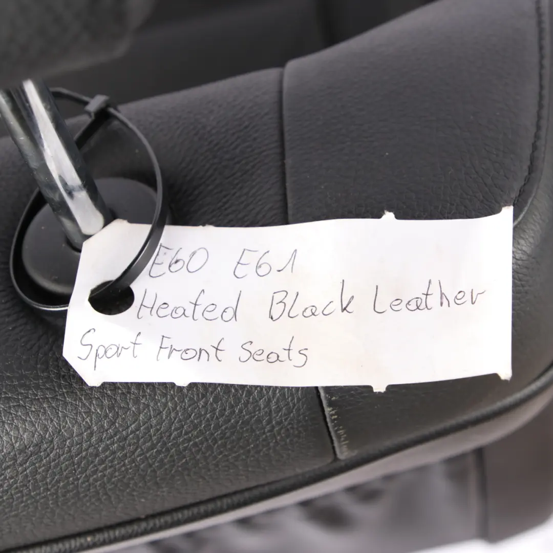 BMW E60 E61 Heated Black Leather Front Sport Seats Driver Passenger Side