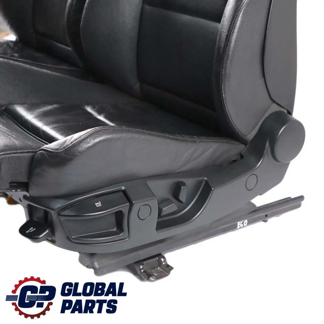 BMW 5 Series E60 E61 LCI  Black Leather Front Sport Seats Driver Passenger Side