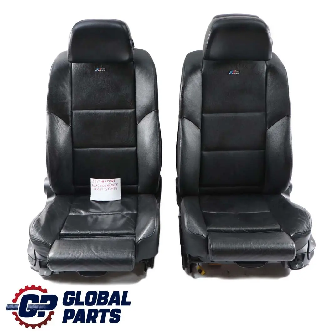 BMW 5 Series E60 E61 LCI  Black Leather Front Sport Seats Driver Passenger Side