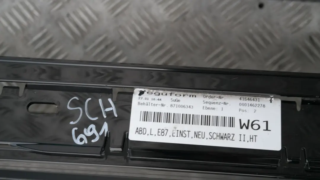 BMW E87 Listón de umbral faldón lateral izquierdo NEGRO 2 SCHWARZ II - 668