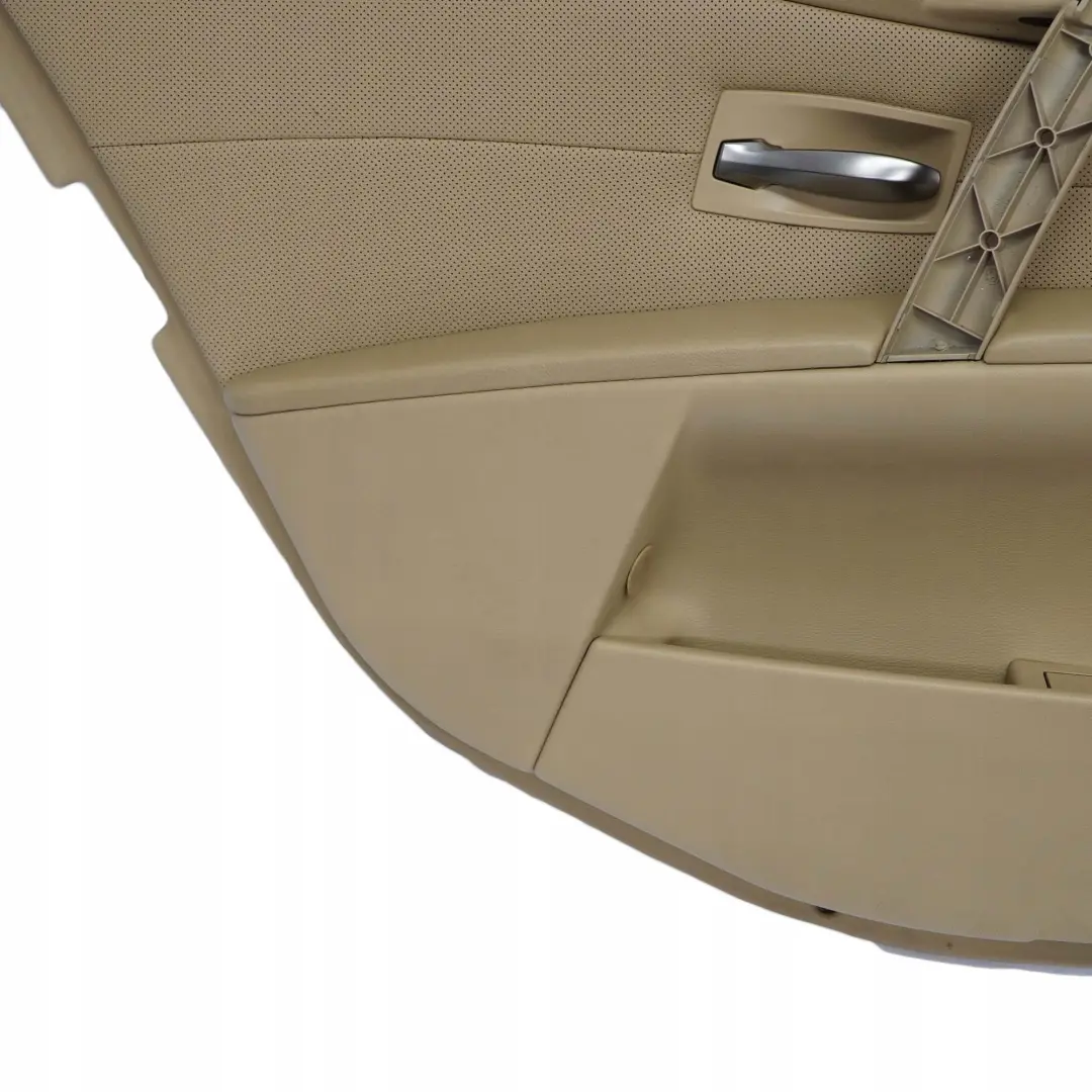 BMW E60 E61 Trasera Izquierda Tarjeta De puerta De cuero Nasca Beige Forro Trim