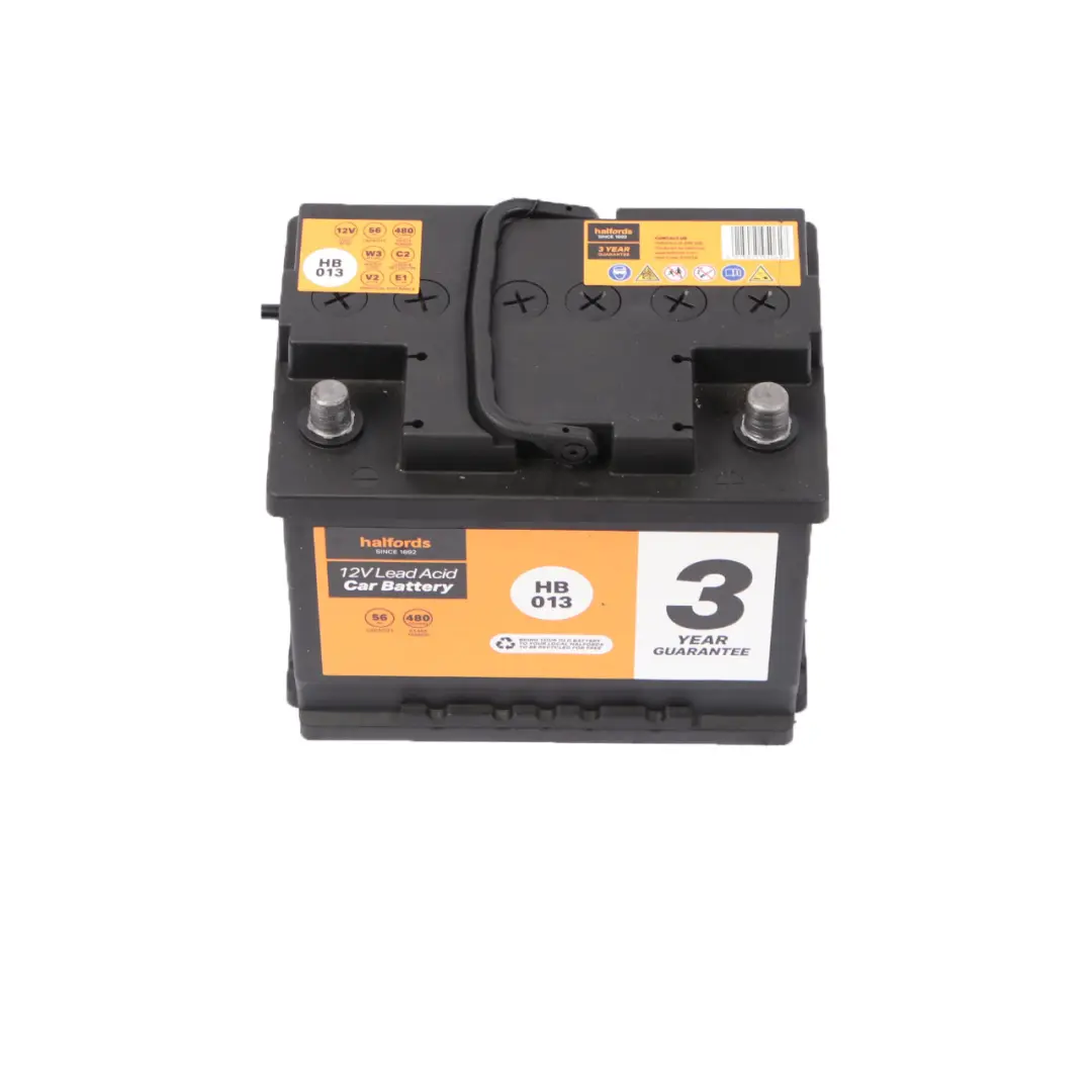 Halfords 12V Lead Acid Accumulator Battery 56Ah 480A HB013
