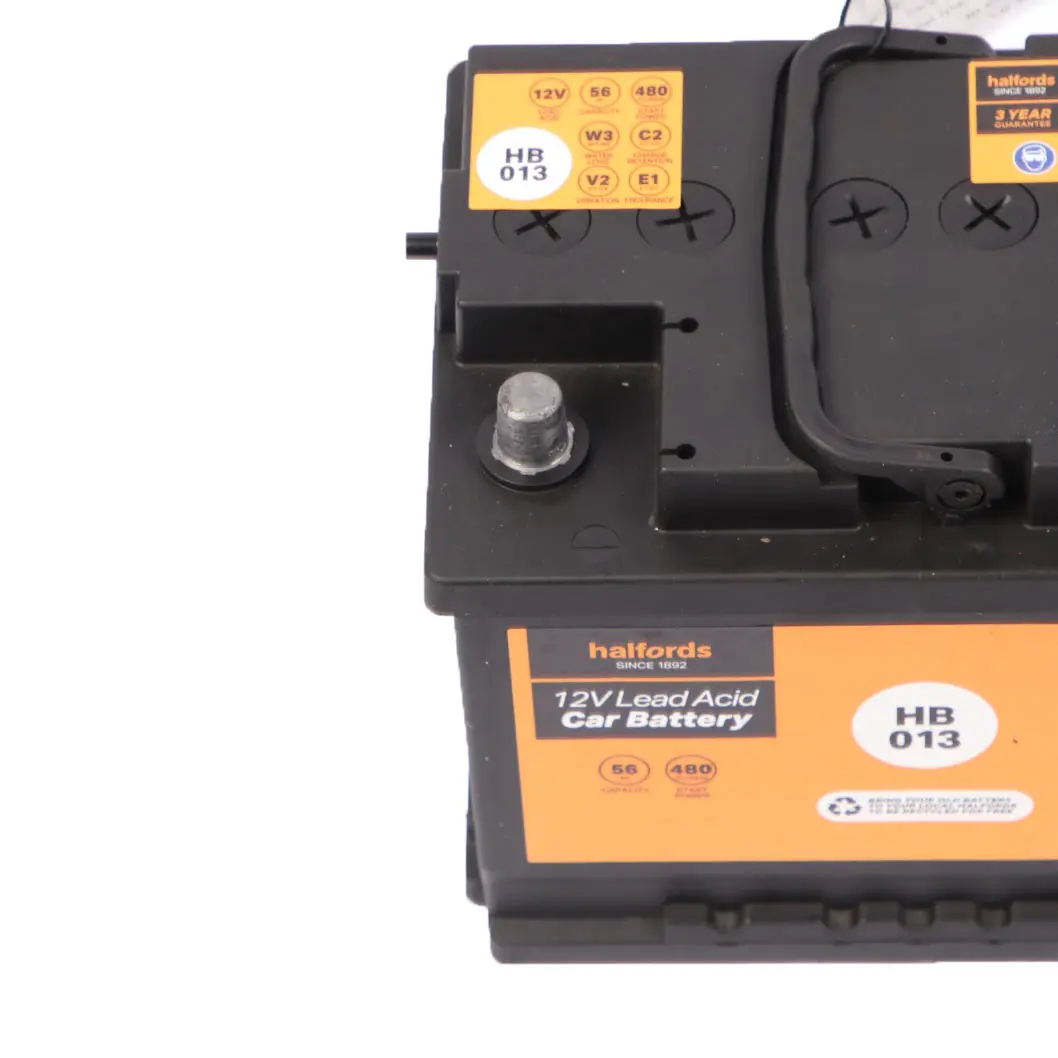 Halfords 12V Lead Acid Accumulator Battery 56Ah 480A HB013