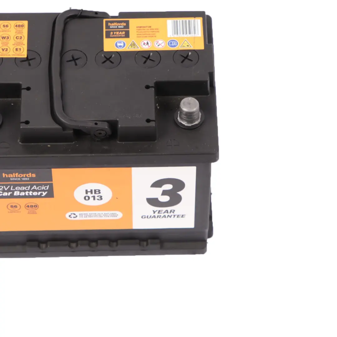 Halfords 12V Lead Acid Accumulator Battery 56Ah 480A HB013