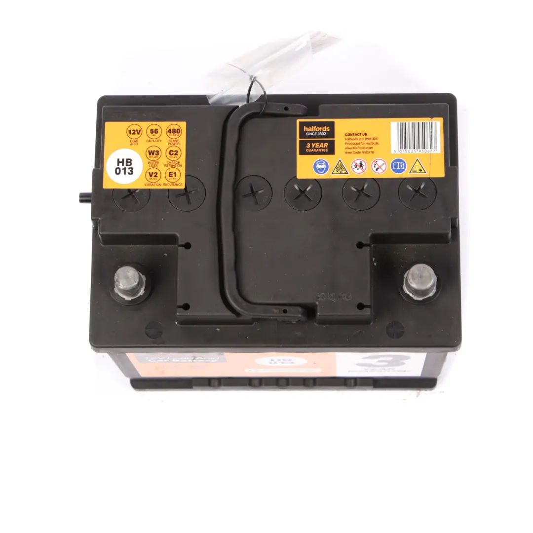 Halfords 12V Lead Acid Accumulator Battery 56Ah 480A HB013