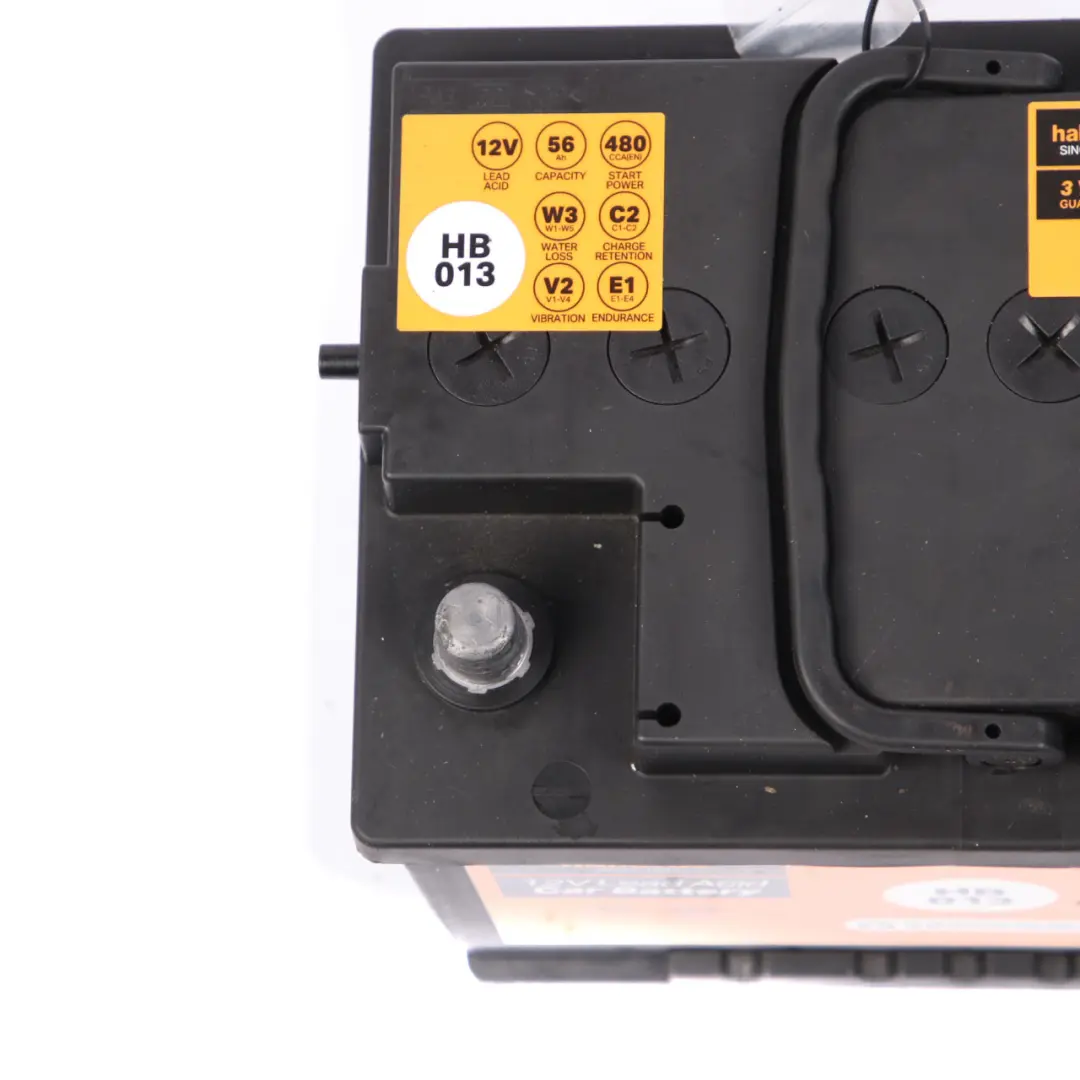 Halfords 12V Lead Acid Accumulator Battery 56Ah 480A HB013