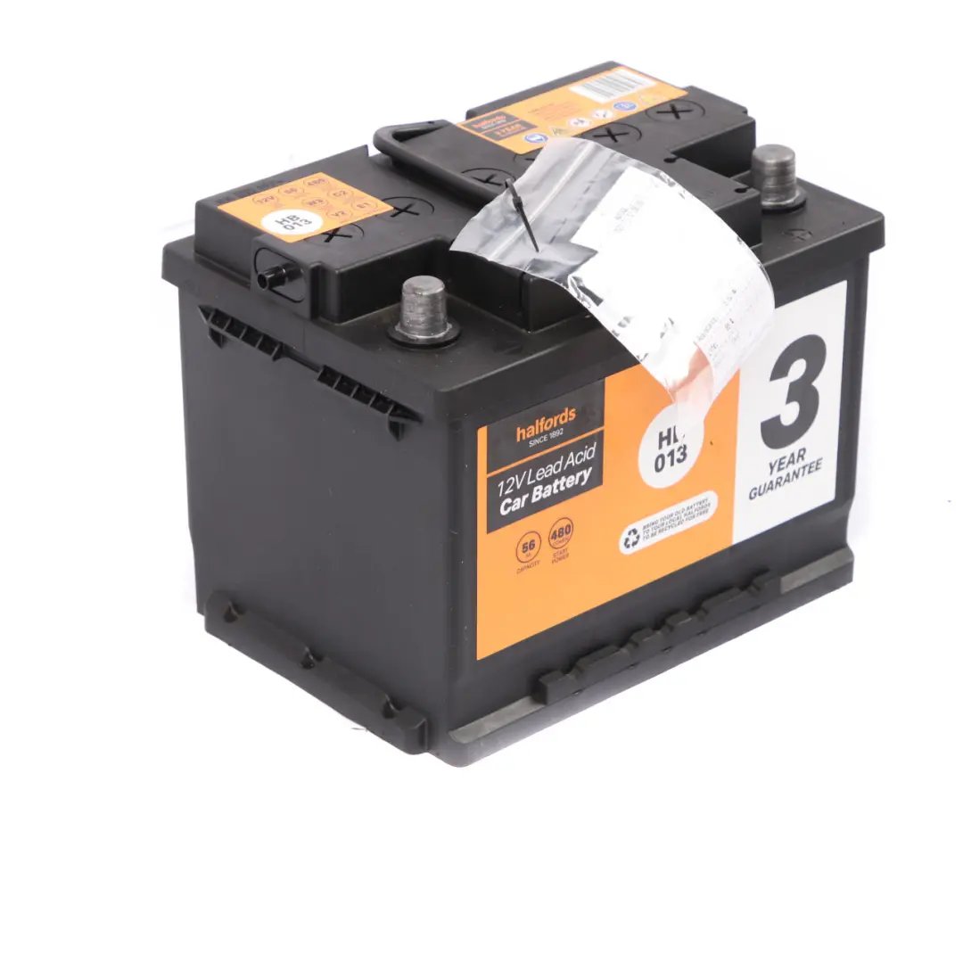Halfords 12V Lead Acid Accumulator Battery 56Ah 480A HB013