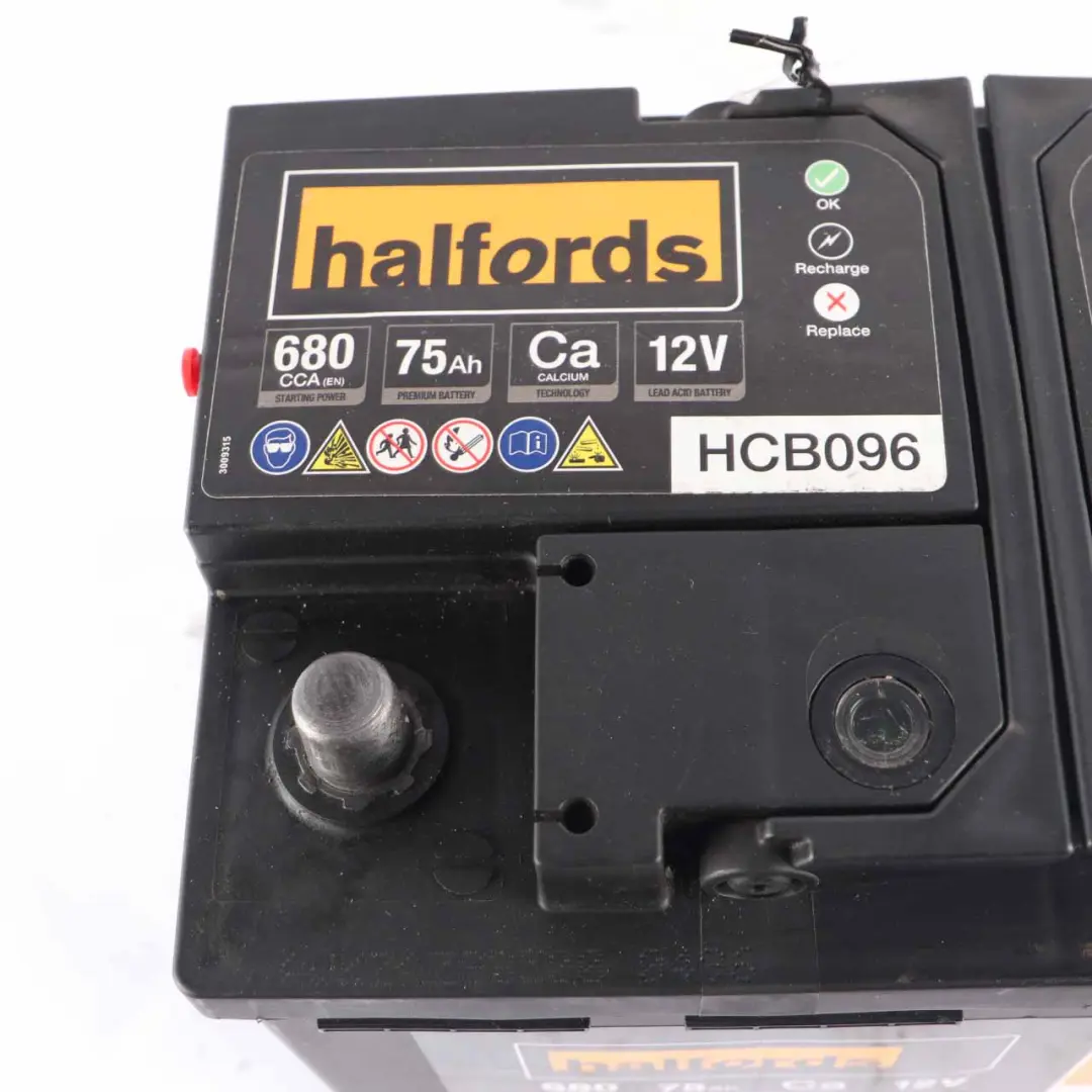 Halfords 12V Calcium Technology Accumulator Battery 75Ah 680A HCB096