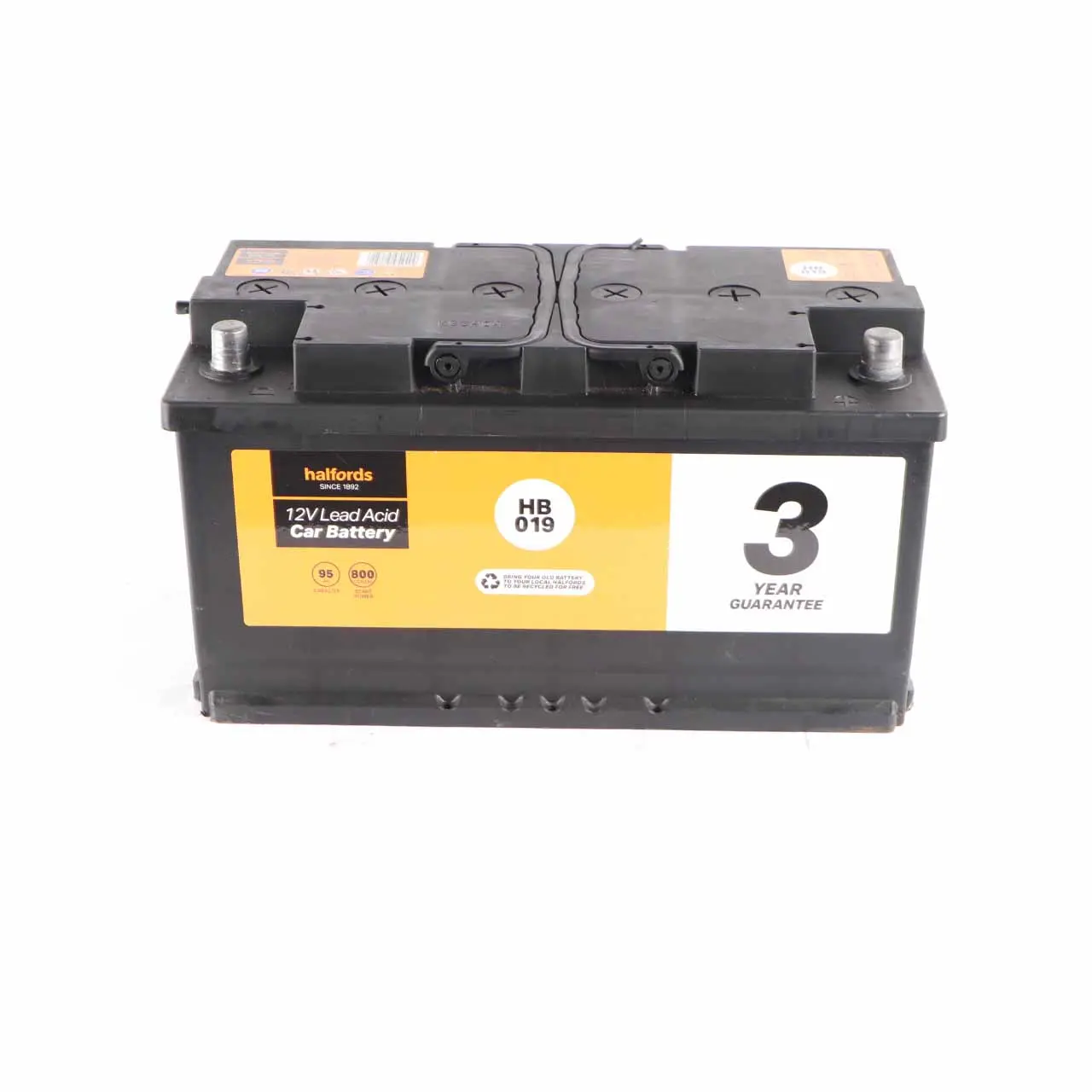 Halfords 12V Lead Acid Accumulator Battery 95Ah 800A HB019