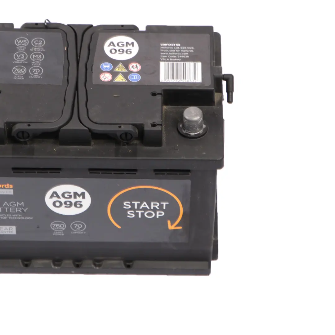 Halfords Advanced 12V AGM 096 Start Stop Accumulator Battery 70Ah 760A 