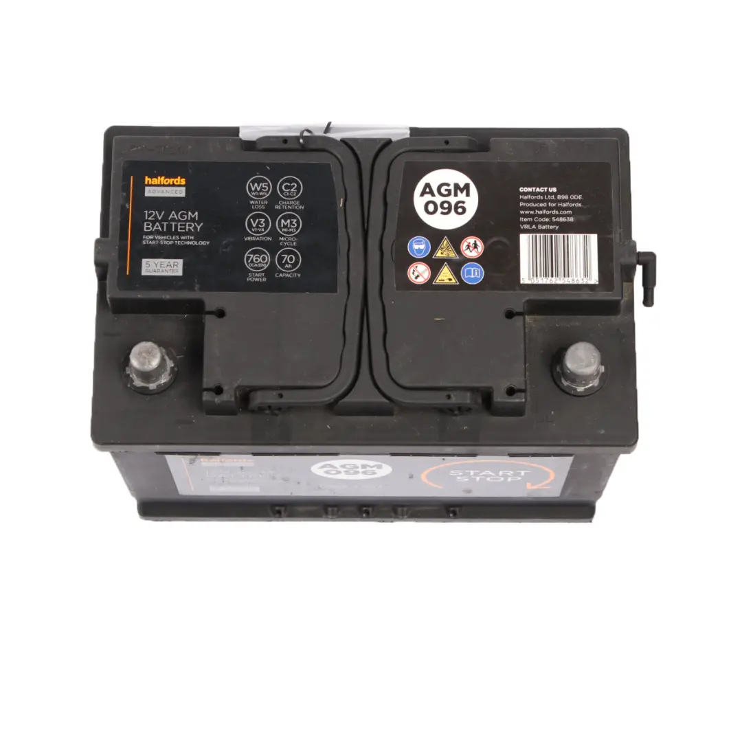 Halfords Advanced 12V AGM 096 Start Stop Accumulator Battery 70Ah 760A 