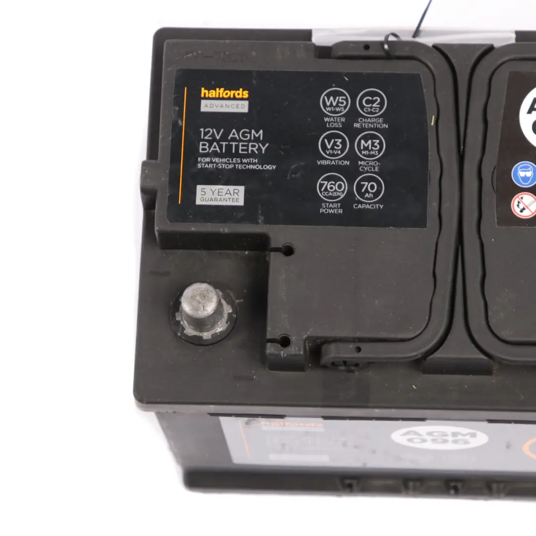 Halfords Advanced 12V AGM 096 Start Stop Accumulator Battery 70Ah 760A 