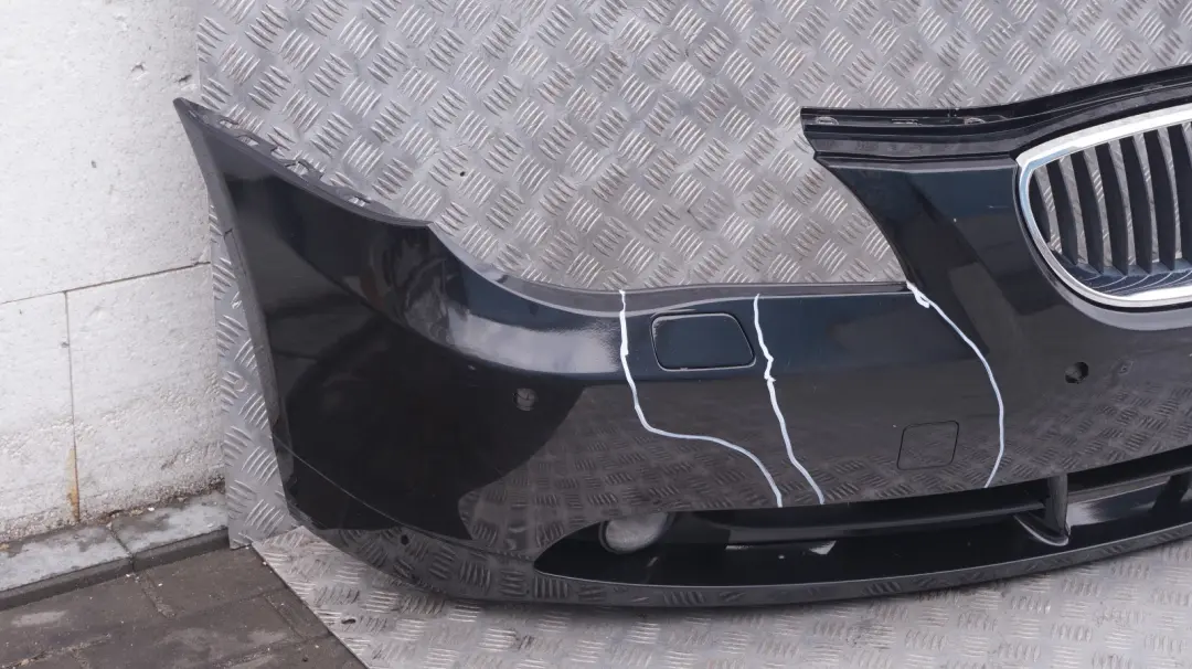 BMW 5 Series E60 E61 1 Complete Front Bumper Trim Panel Black Sapphire Metallic