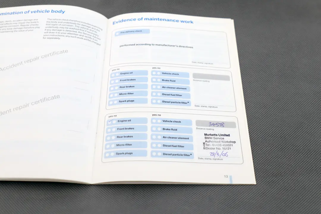 BMW 7 Series E65 Service Booklet Owner's Handbook Case Pouch Wallet