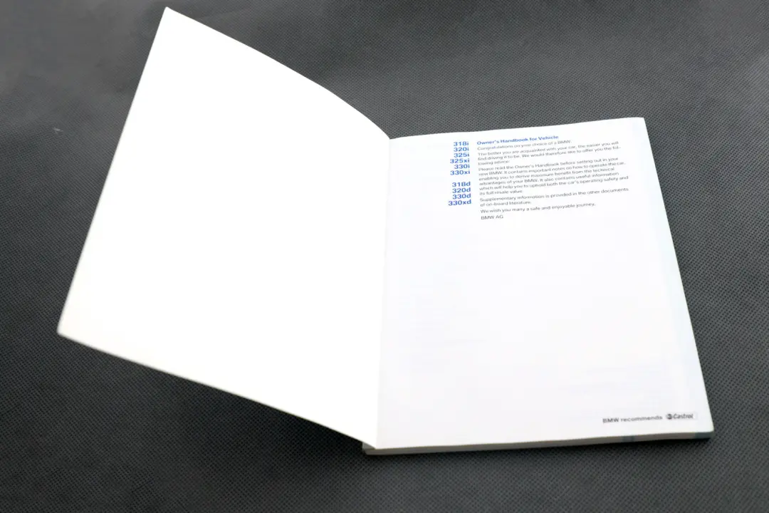 BMW 3 Series E90 Service Booklet Owner's Handbook Book 0012229