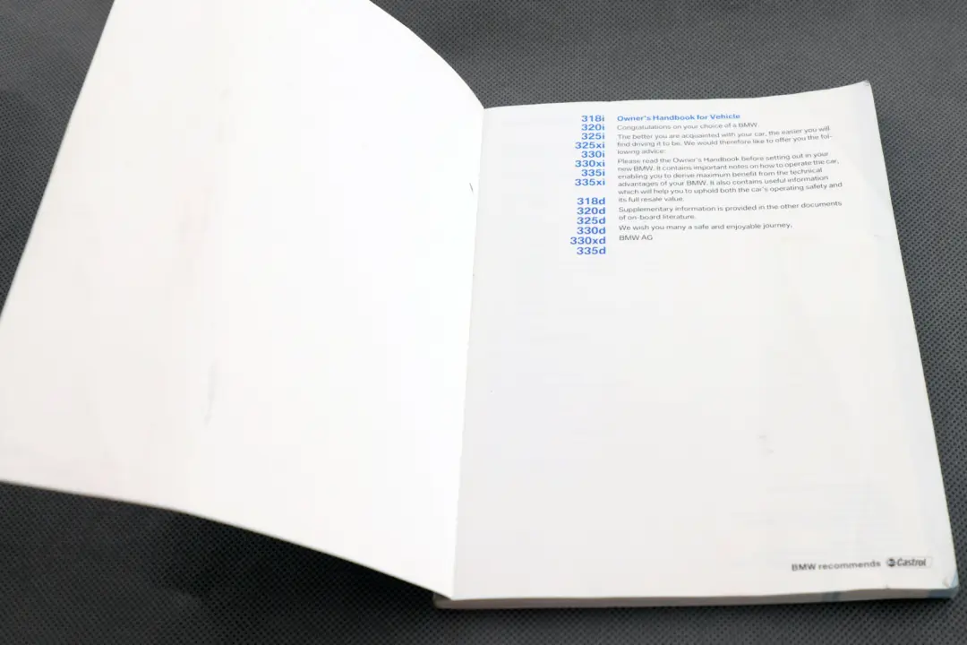 BMW 3 Series E90 E91 Service Booklet Owner's Handbook Book 0014153