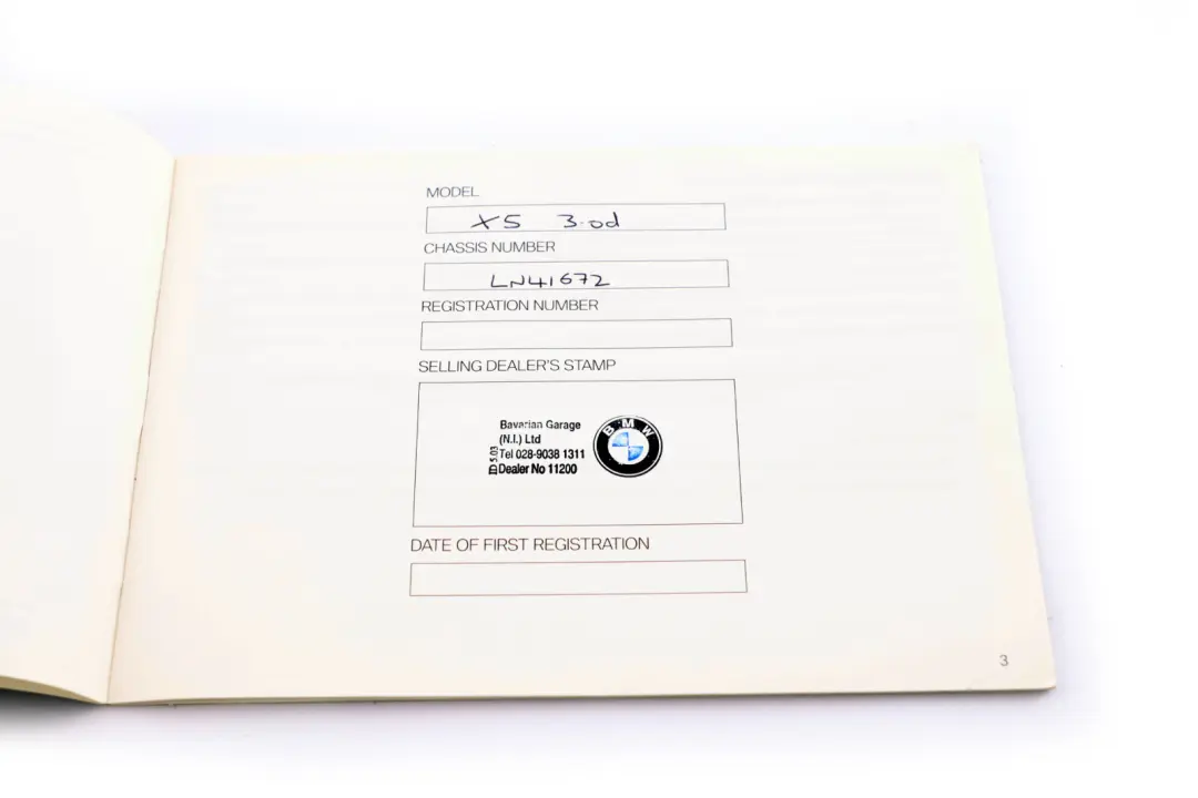 BMW X5 Series E53 2 Service Booklet Owner's Handbook Case Pouch Wallet