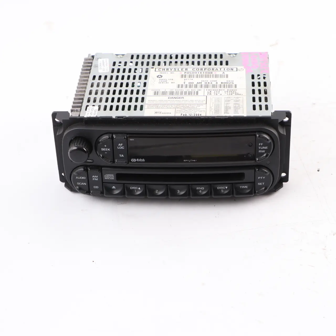 Chrysler Grand Voyager Radio With 5-Disc CD Changer Control Module P05091610AB