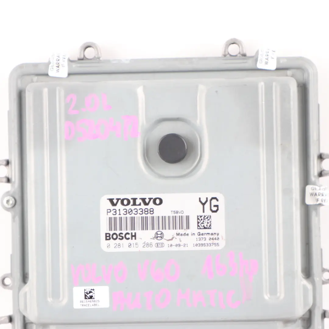 Volvo S60 V60 II 2.0 163HP D5204T2 Diesel Engine Module ECU Automatic P31303388