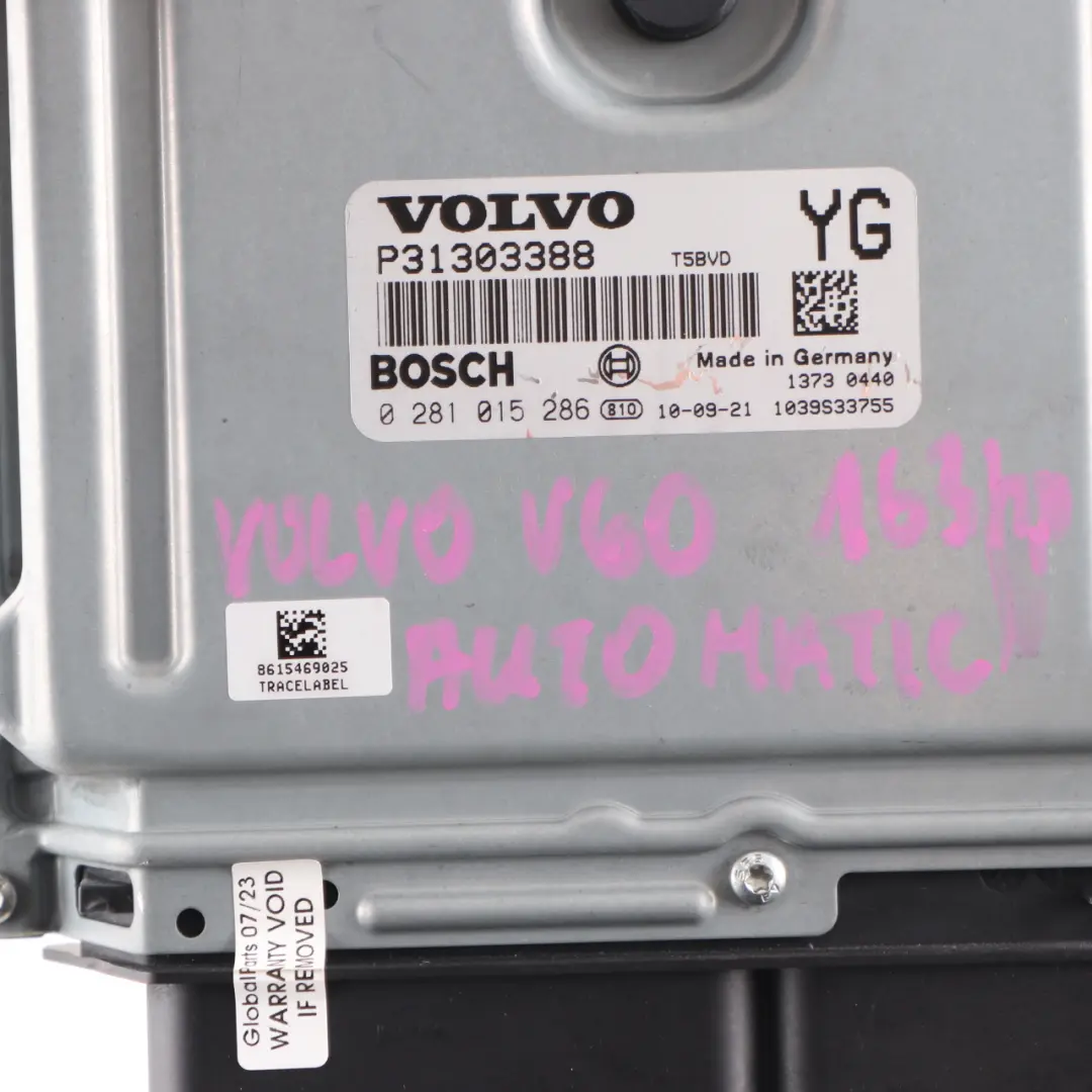 Volvo S60 V60 II 2.0 163HP D5204T2 Diesel Engine Module ECU Automatic P31303388