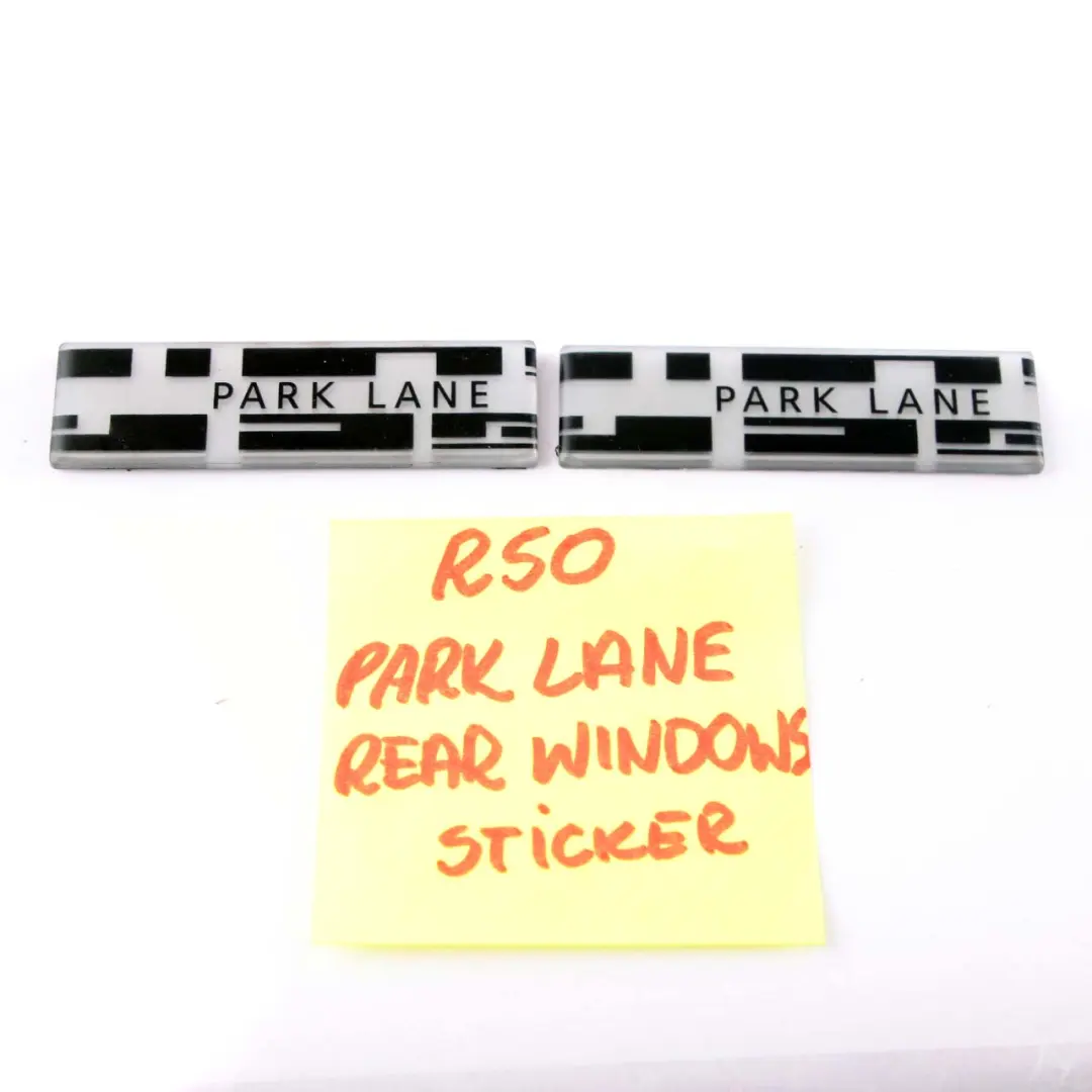 Mini R50 Park Lane Pegatina Ventana Trasera Calcomanías Placas Set