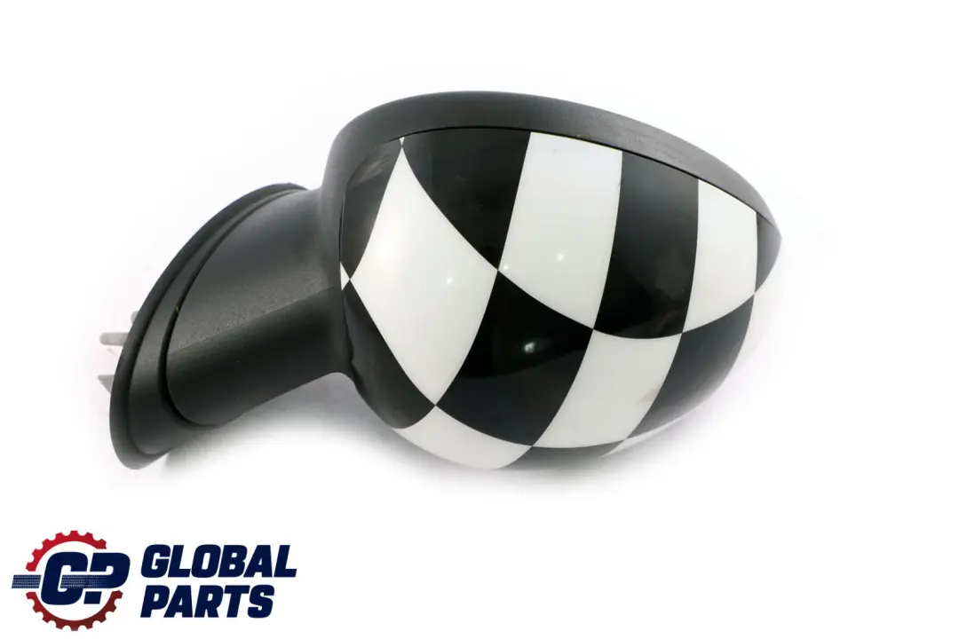 BMW Mini Cooper R55 R56 1 Left Door Wing Mirror N/S Checkered Black White