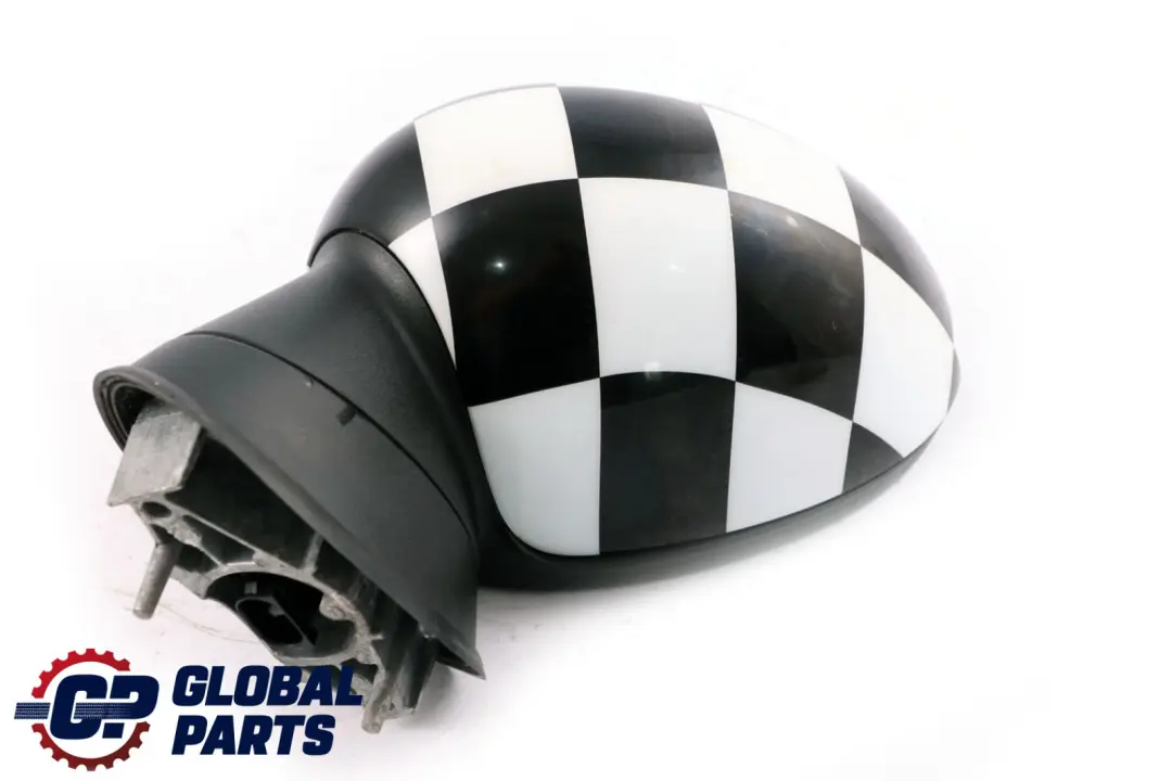 BMW Mini Cooper R55 R56 1 Left Door Wing Mirror N/S Checkered Black White