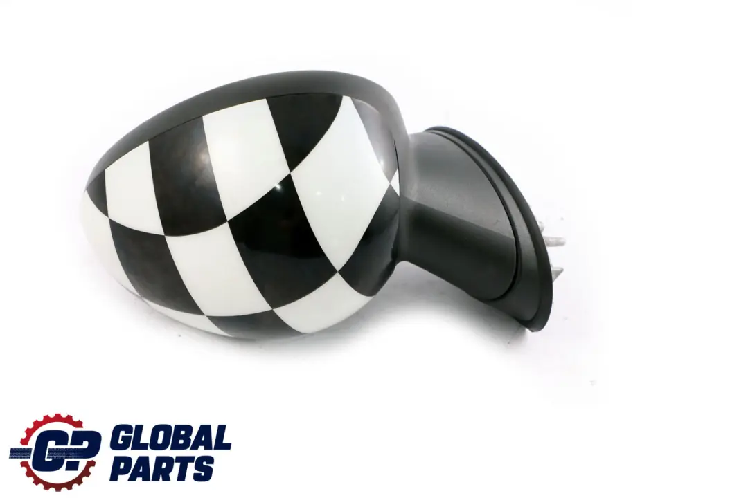 BMW Mini Cooper R55 R56 1 Right Door Wing Mirror O/S Checkered Black White