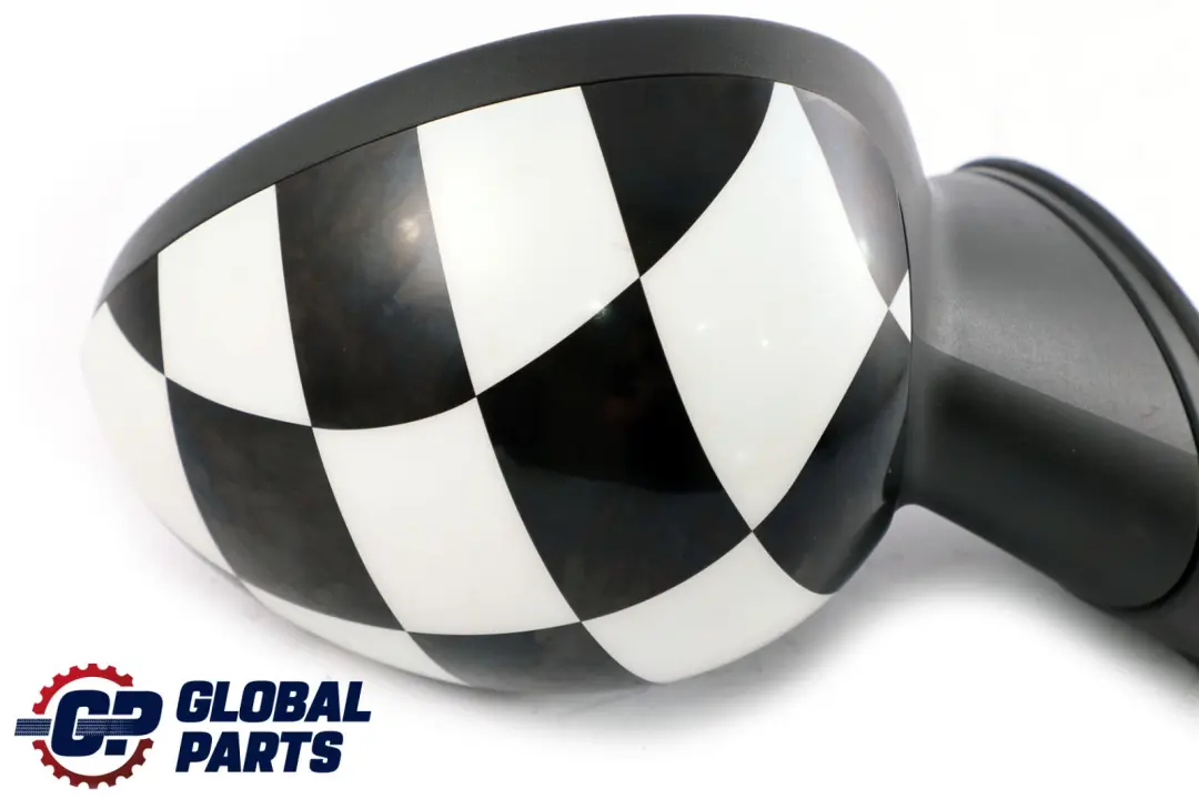 BMW Mini Cooper R55 R56 1 Right Door Wing Mirror O/S Checkered Black White