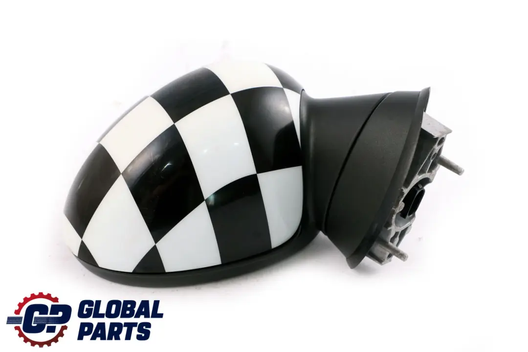 BMW Mini Cooper R55 R56 1 Right Door Wing Mirror O/S Checkered Black White