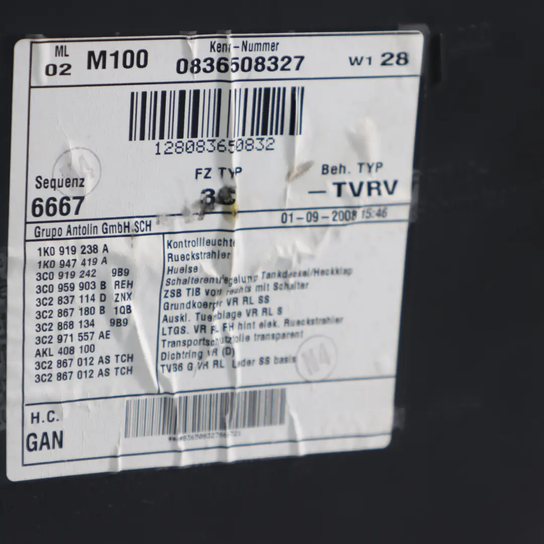 Volkswagen Passat B6 Door Card Front Right O/S Panel Lining Trim Black 3C2867012