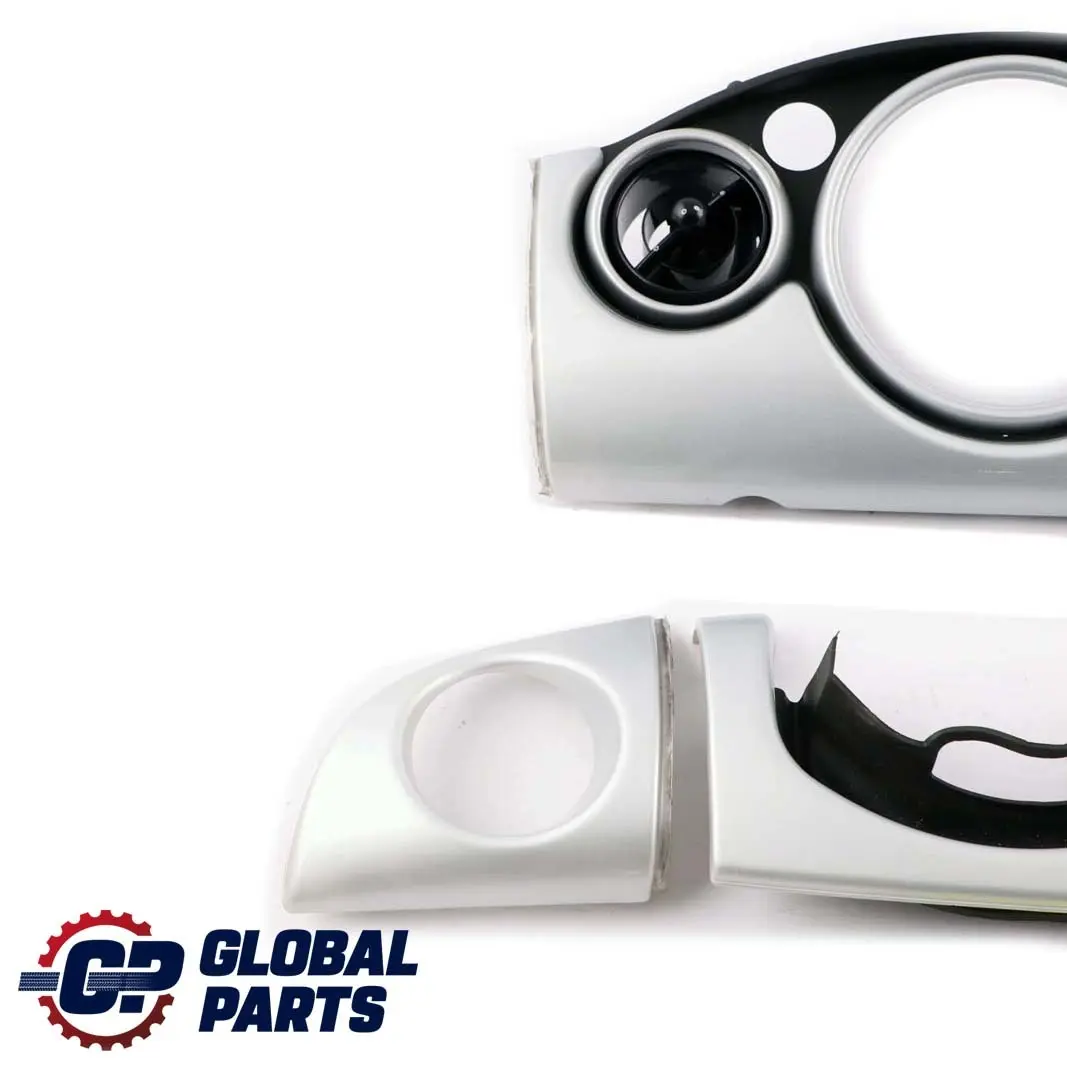 Mini Cooper One R50 R53 Set Dashboard Panel Trim Strip Cover White Silver