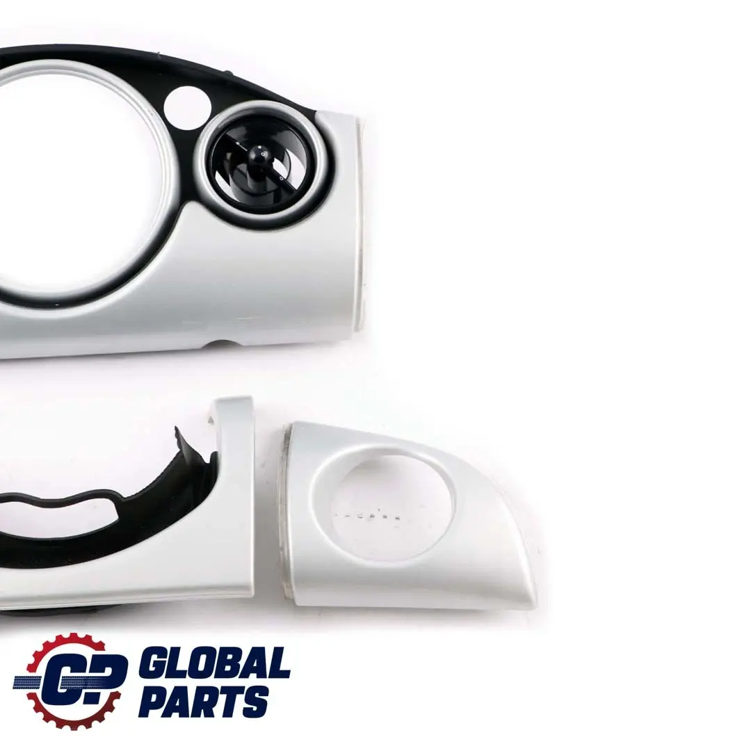 Mini Cooper One R50 R53 Set Dashboard Panel Trim Strip Cover White Silver