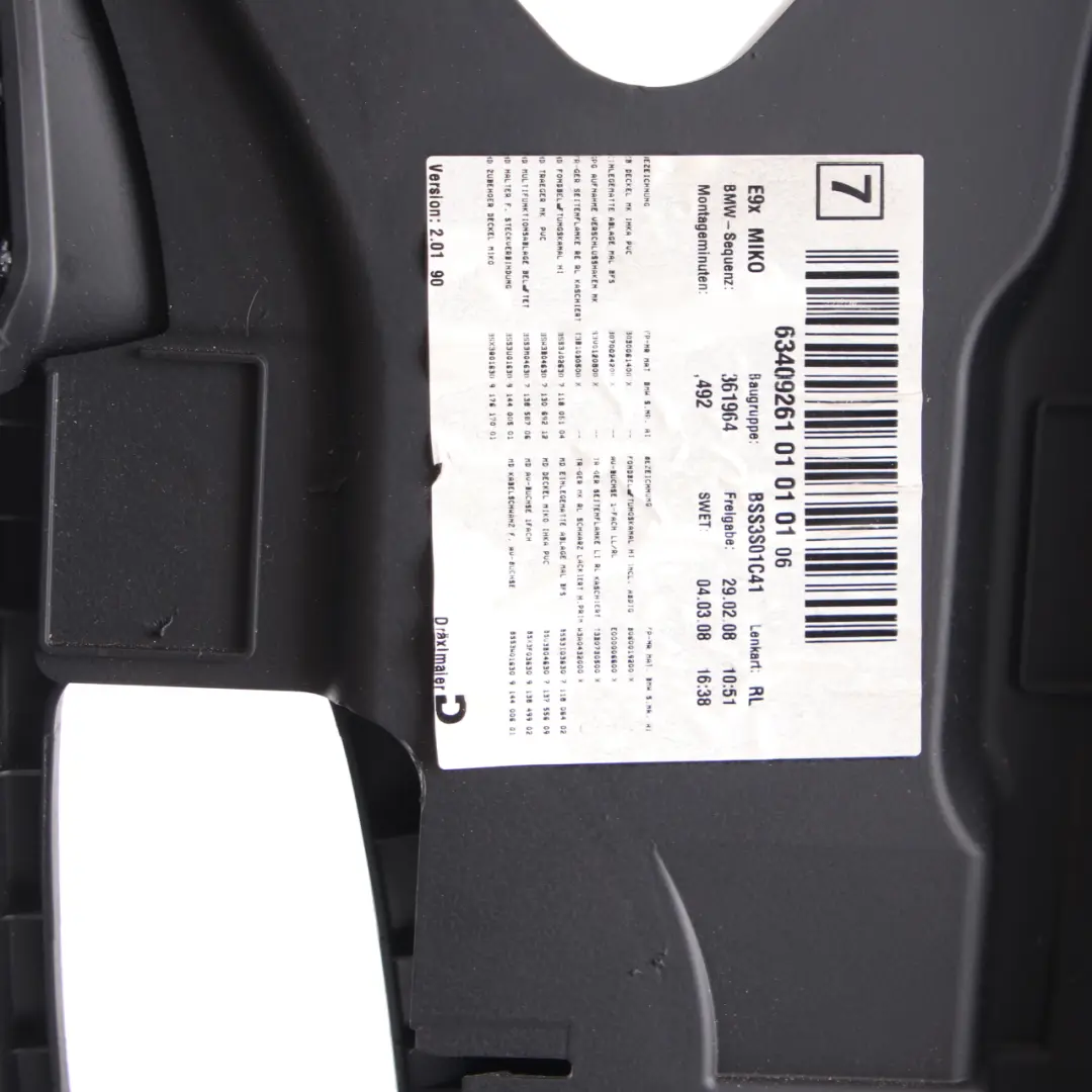 BMW E90 E91 E92 E93 Black Centre Console Leather Armrest