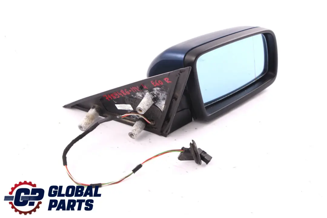 BMW 5 Series 4 E60 E61 Heated Right Wing Mirror O/S Mysticblau Metallic Blue