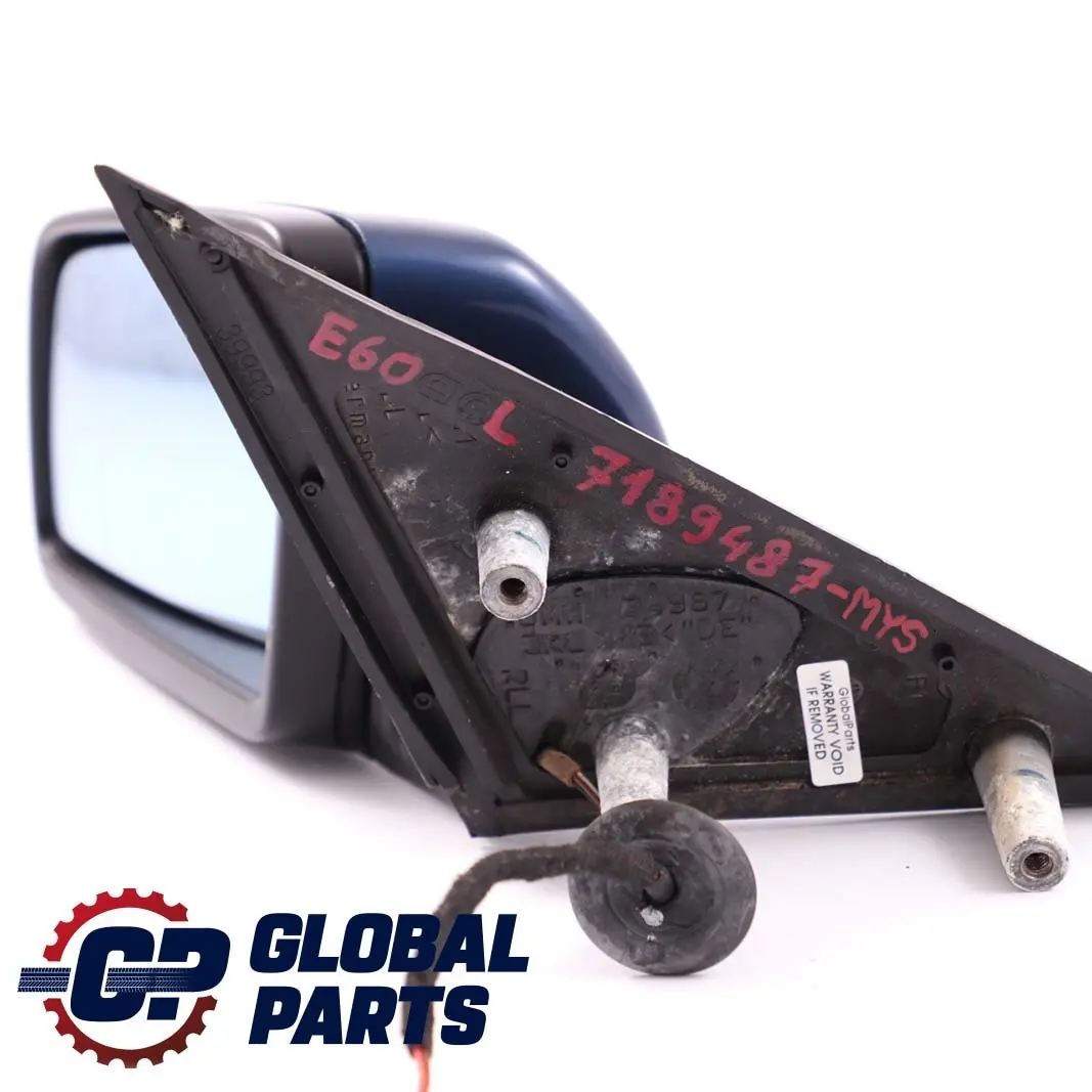 BMW 5 Series E60 E61 Heated Left Wing Mirror N/S Mysticblau Blue Metallic - A07