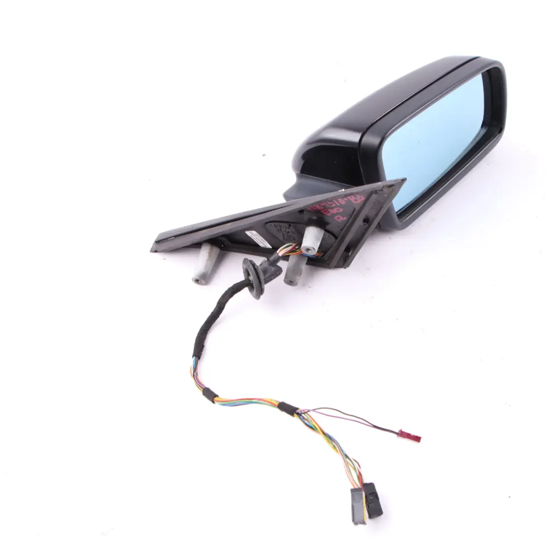 BMW E60 E61 Auto Dip Power Fold Memory Right Wing Mirror O/S Black Sapphire 475