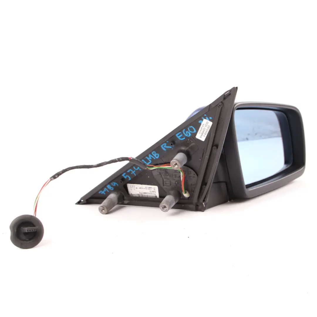 Wing Mirror BMW E60 E61 LCI Heated Right Door O/S Le Mans Blau Blue Metallic 381