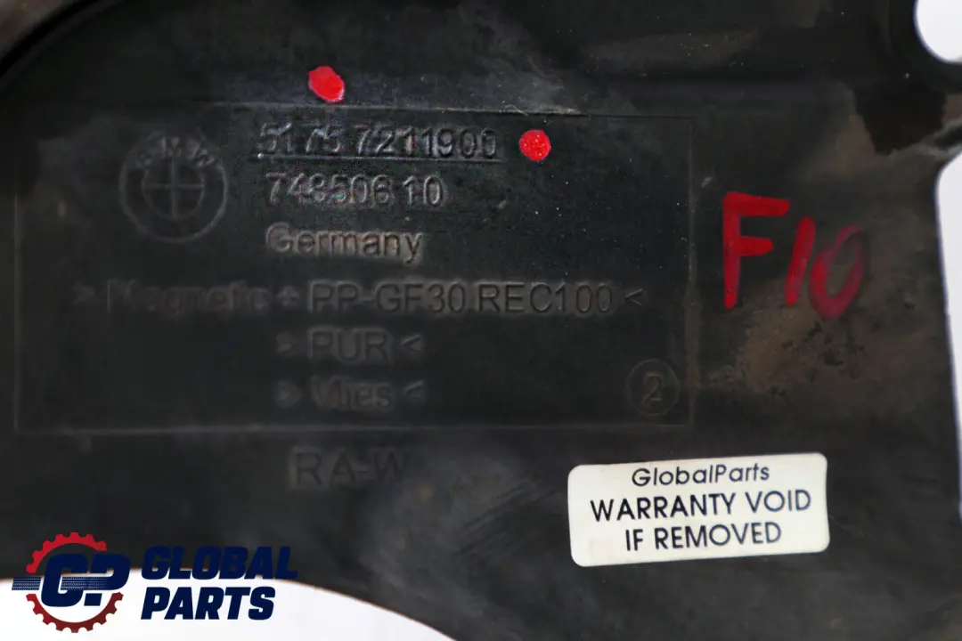 BMW 5 Series F10 F11 Sound Insulation Bulk Lower Section Right O/S 7211900