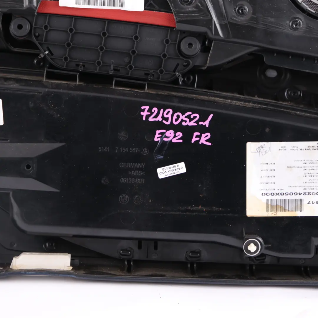 Door Card Front Right O/S Cover Trim Panel Lining Red Leather BMW E92 E93 - SKU rhd-7219052-1 - Part number 7219052
