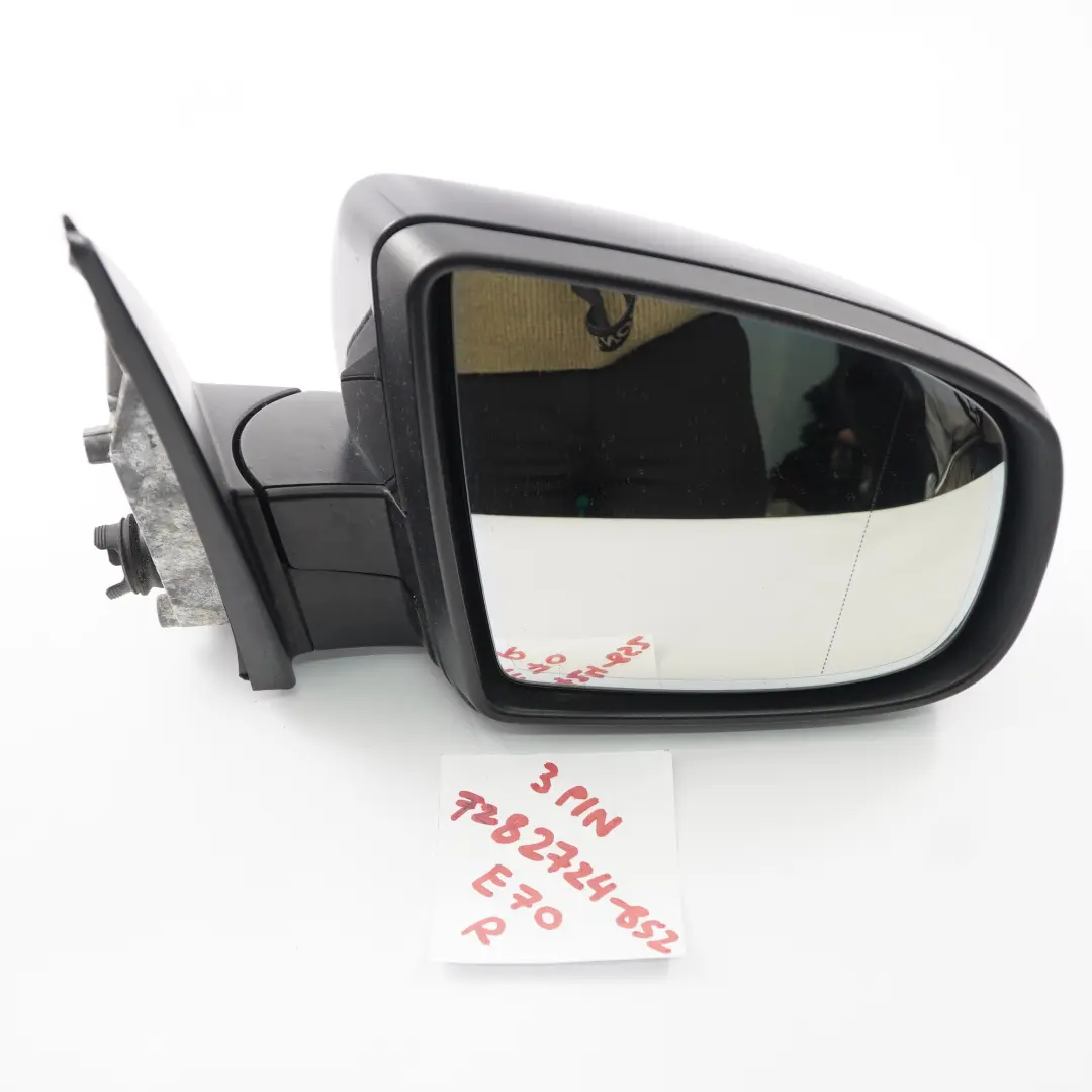 BMW X5 E70 Wing Mirror Auto Dip Heated Door Right O/S Black Sapphire - 475