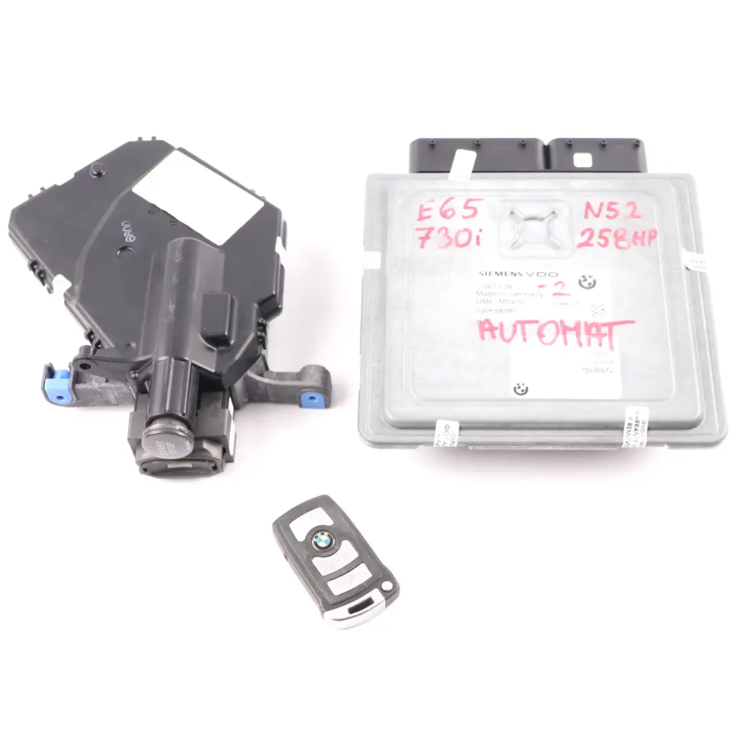 BMW E65 N52 730i 258HP Engine ECU Kit DME 7567178 CAS Key Automatic Transmission