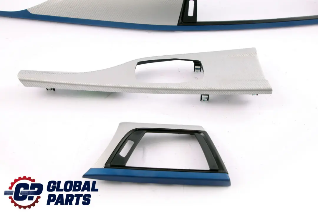 BMW 3 Series F30 Set Interior Trim Strip Dashboard Cover Hexagon Alu Blue Matt