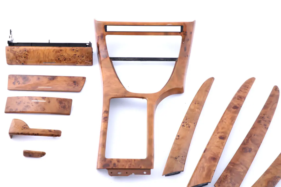 BMW X5 Series E53 Interior Dashboard Dash Light Poplar Wood Trim Panel Tray Set