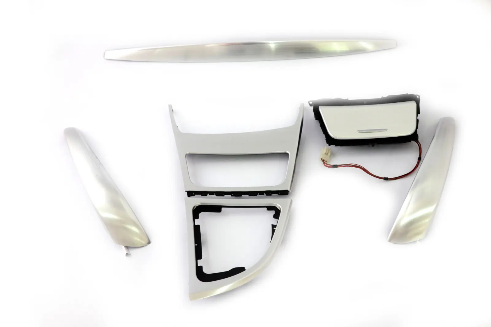 BMW 1 Series E81 E87 LCI Set Ashtray Trim Cover Dashboard Akzentschliff Silver