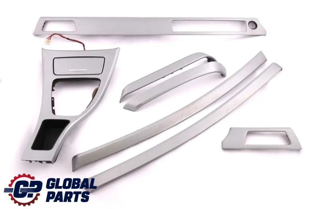 BMW 3 Series 4 E90 Set Cover Dash Trim Strip Aluminium Glacier Silber