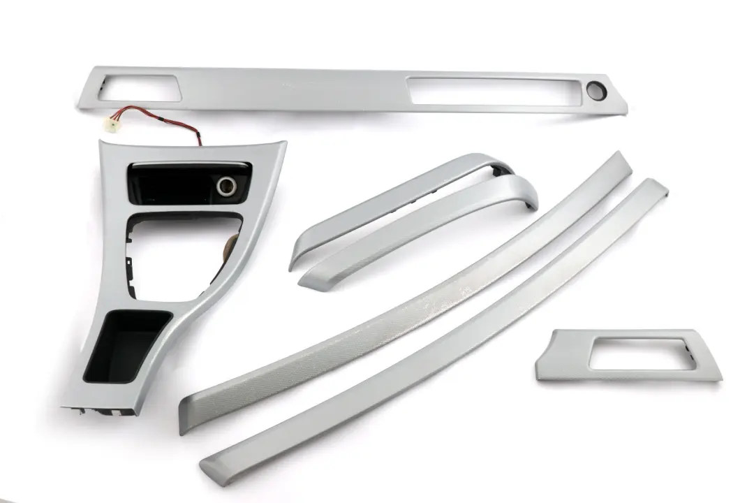 BMW 3 Series 4 E90 Set Cover Dash Trim Strip Aluminium Glacier Silber